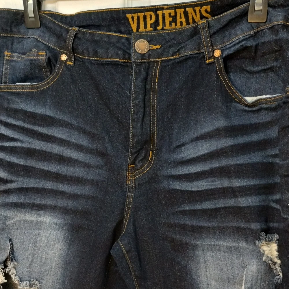 Plus Size VIP Whiskered Ripped Distressed Jeans - Picture 5 of 9